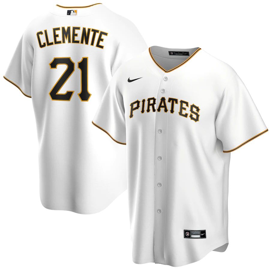 Mens Pittsburgh Pirates #21 Roberto Clemente Nike White Home Replica Player Name MLB Jerseys->new york yankees->MLB Jersey